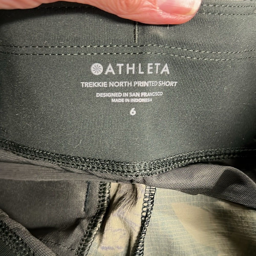 Athleta brand Trekkie North green printed shorts. - Picture 5 of 6